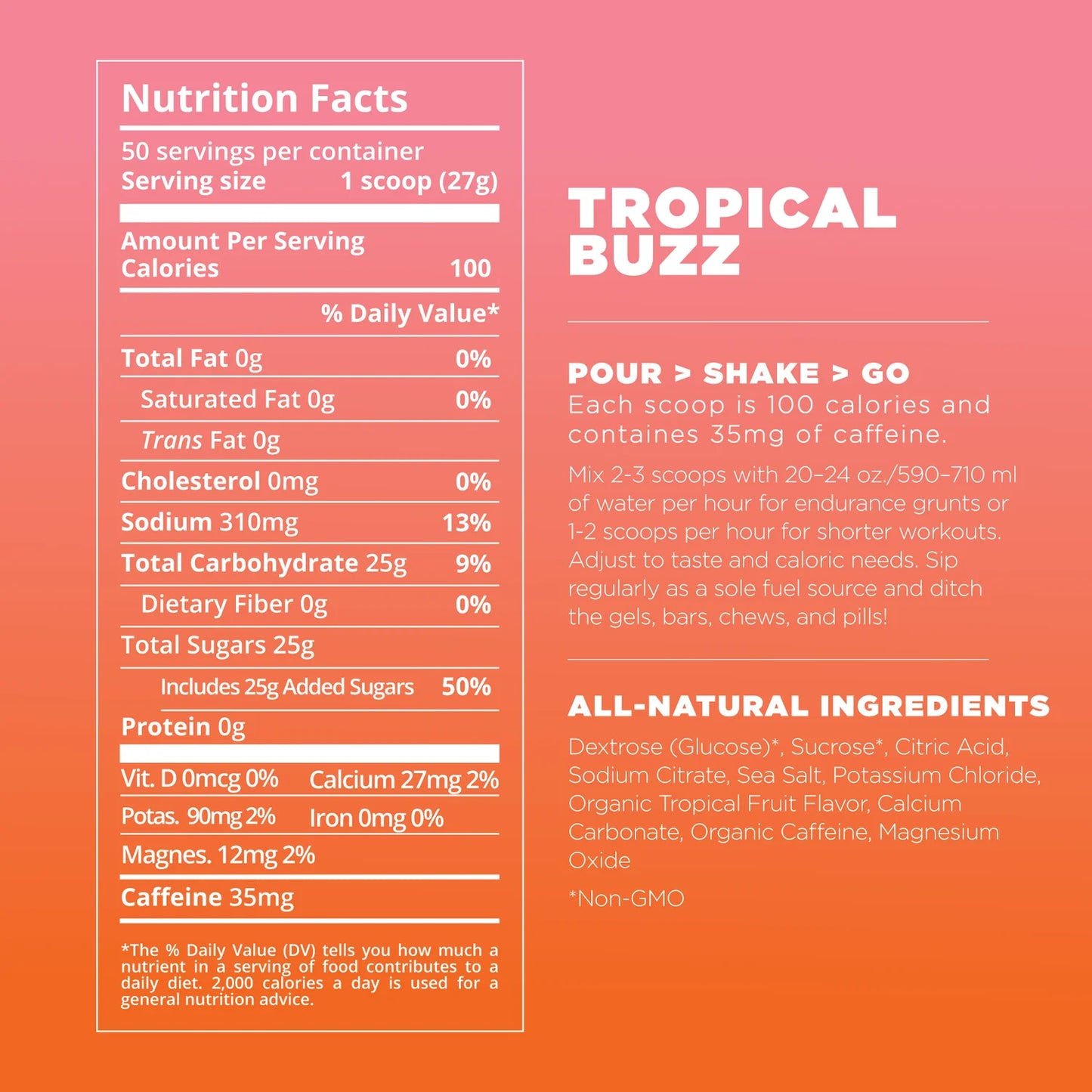 Tailwind Nutrition Endurance Fuel 50 Servings Tropical Caffeinated