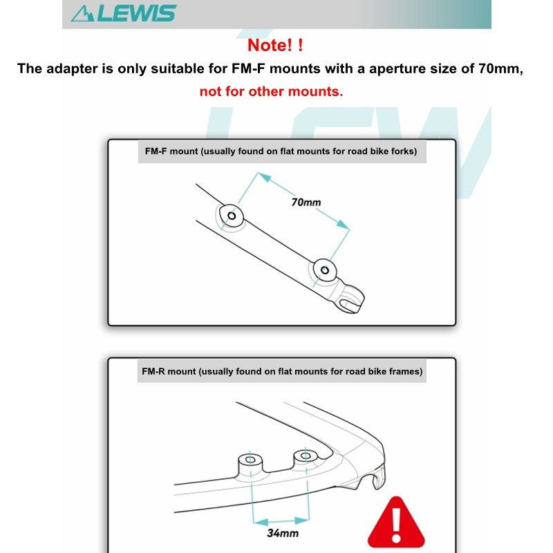 Lewis Flat Mount Road Bike Adapter Caliper - Black