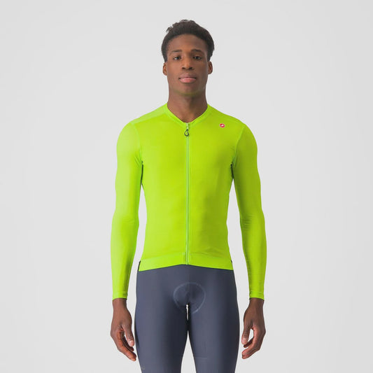 Castelli Espresso Long Sleeve Jersey Electric Lime/Deep Green S