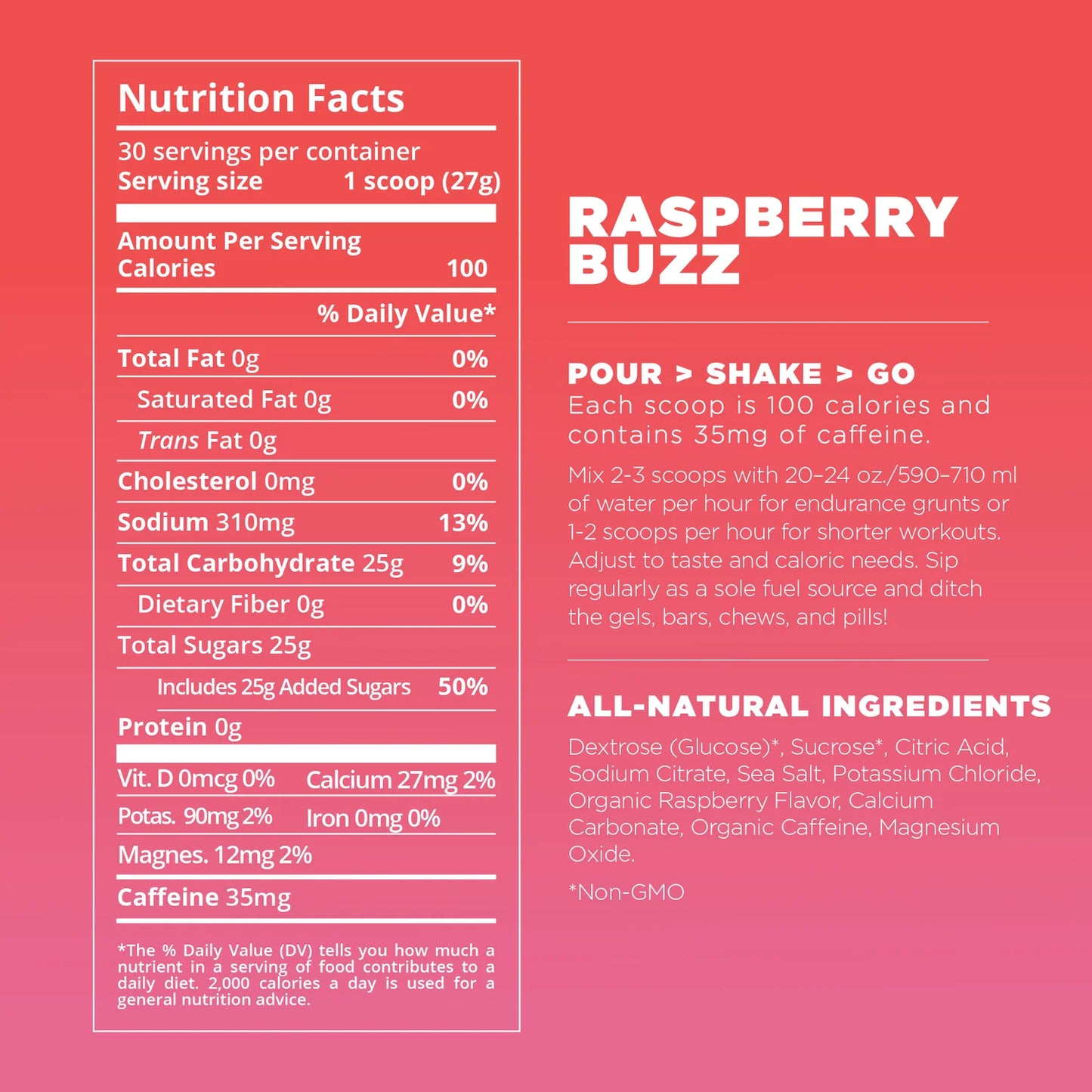 Tailwind Nutrition Endurance Fuel 50 Servings Raspberry Caffeinated