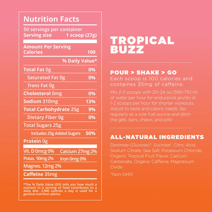 Tailwind Nutrition Endurance Fuel 50 Servings Tropical Caffeinated