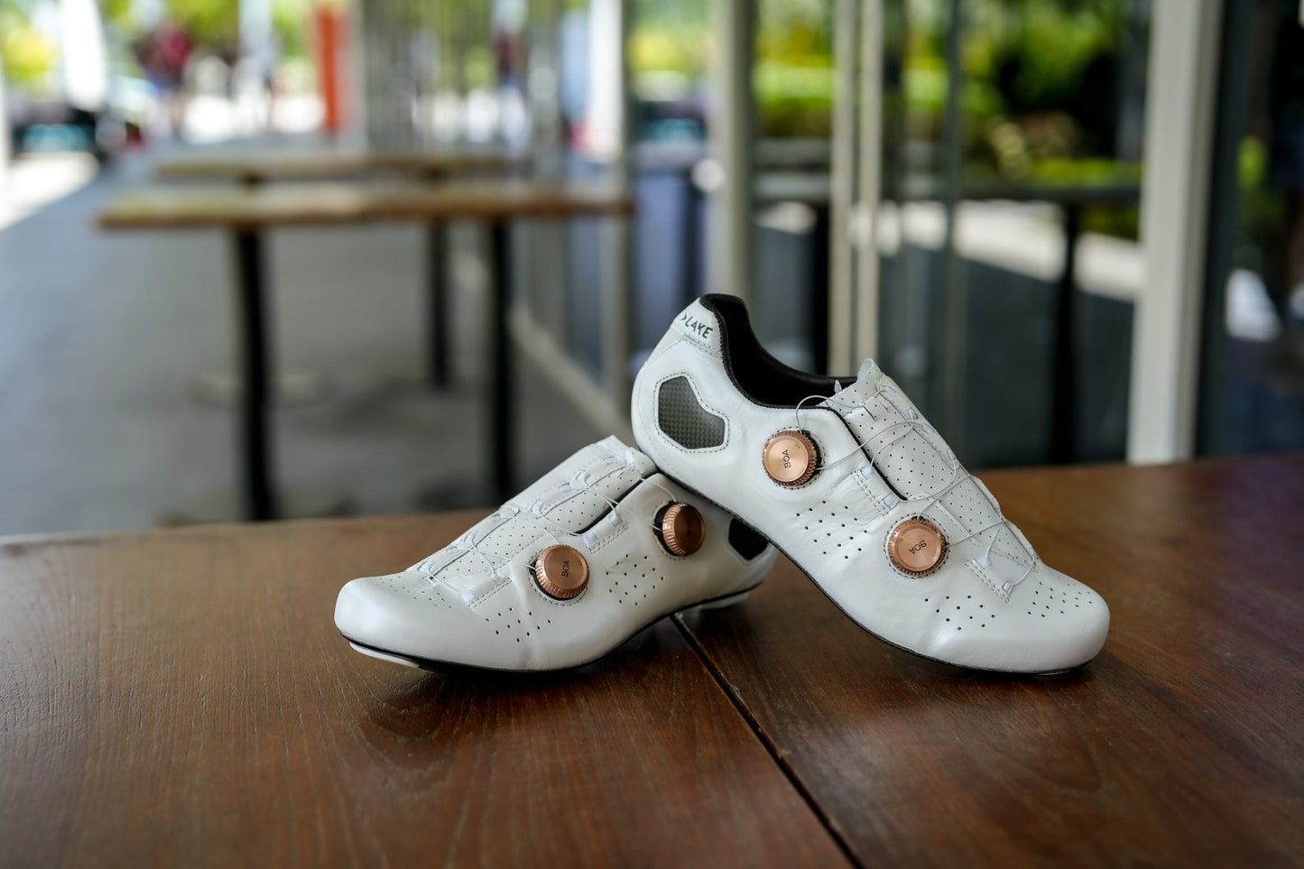 Lake CX333-X Road Shoes Custom Wide Men White (Rose Gold Boa) 42